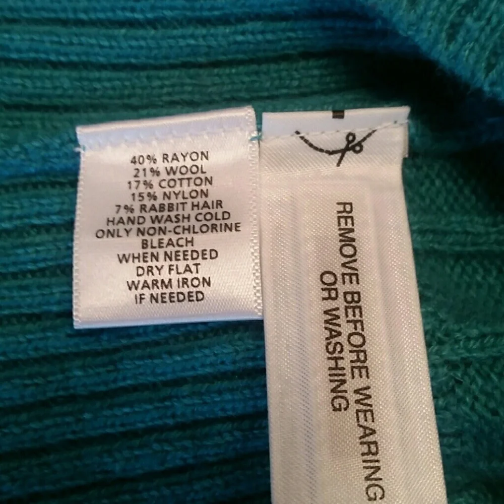 LOFT l Cable knit Teal Pullover C6 - Picture 5 of 5